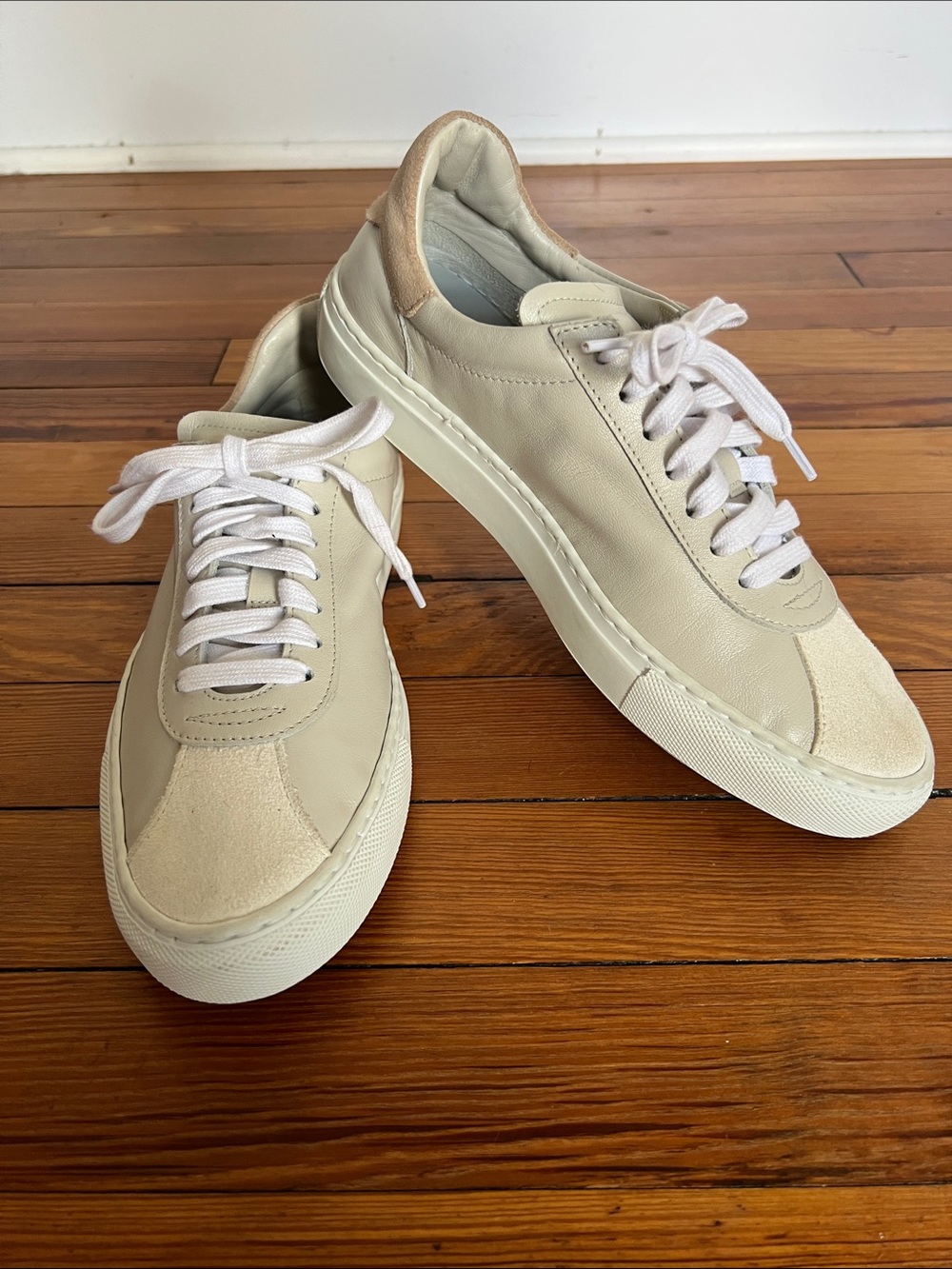 Boemos Italy Leather Suede Low Top Sneakers Beige Ivory Cream Luxury EU 39